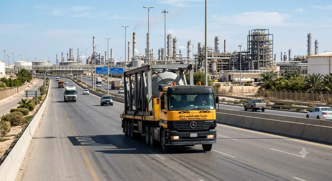 Flatbed truck in Jubail Industrial City