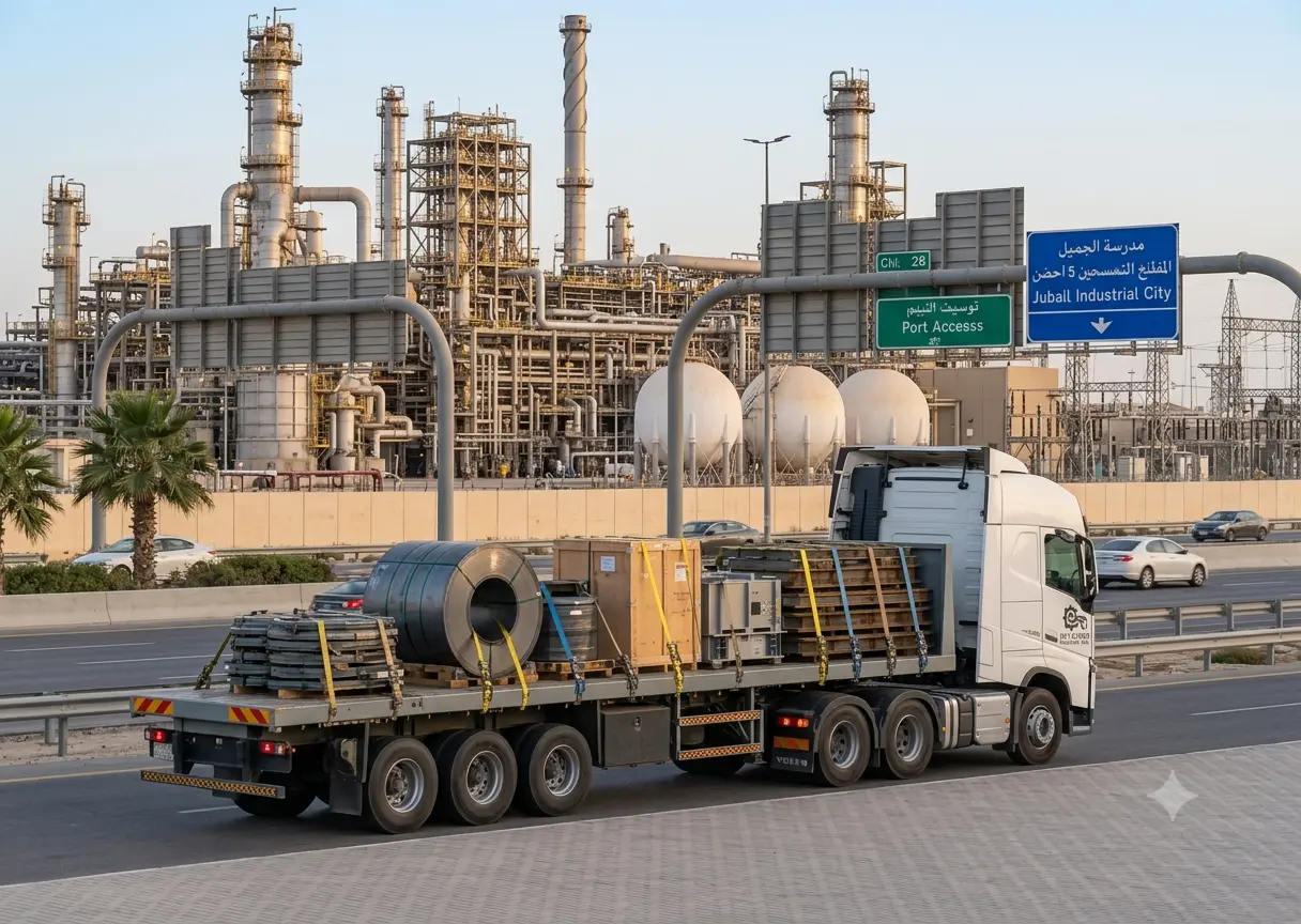 Flatbed truck near Jubail city